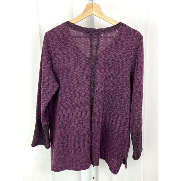 HABITAT Pullover Sweater V-Neck Long Sleeve Zig Zag Cotton Blend Purple Size M - Picture 2 of 5